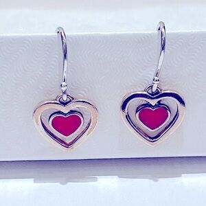 Coach Y2K VINTAGE Sterling Silver Heart Drop Earrings